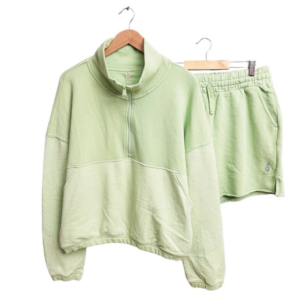 Free People Movement Relay Sweatshirt and Shorts Two Piece Set in Green - Picture 3 of 10